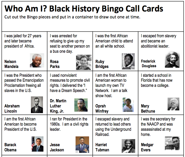 Printable Black History Month Facts And Pictures